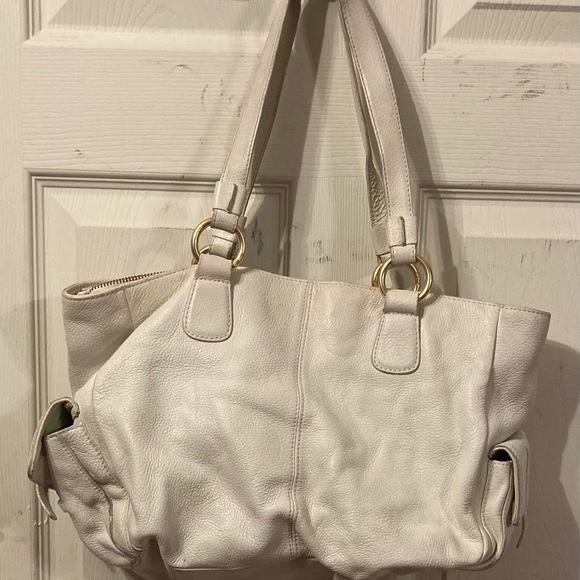 SIGRID OLSEN - GENUINE COWHIDE SHOULDER BAG w/PENCIL HOLDER BEIGE - Picture 2 of 8